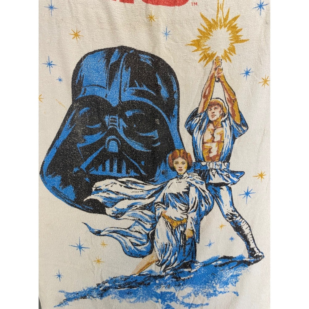 Vintage Star Wars Beach Towel Darth Vader Luke Leia Fringed 1977 Movie Poster